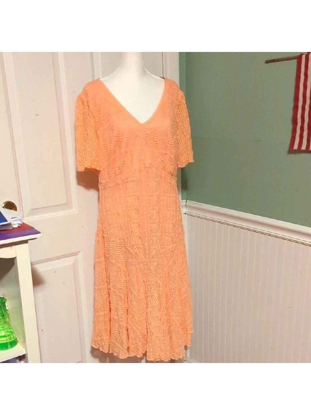 Rabbit Designs Lace Dress Peach Pink Size 18 Wedding 90s Style